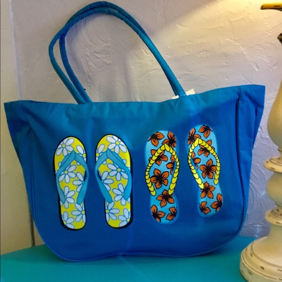 Handbags - Blue Flip Flop Beach Bag